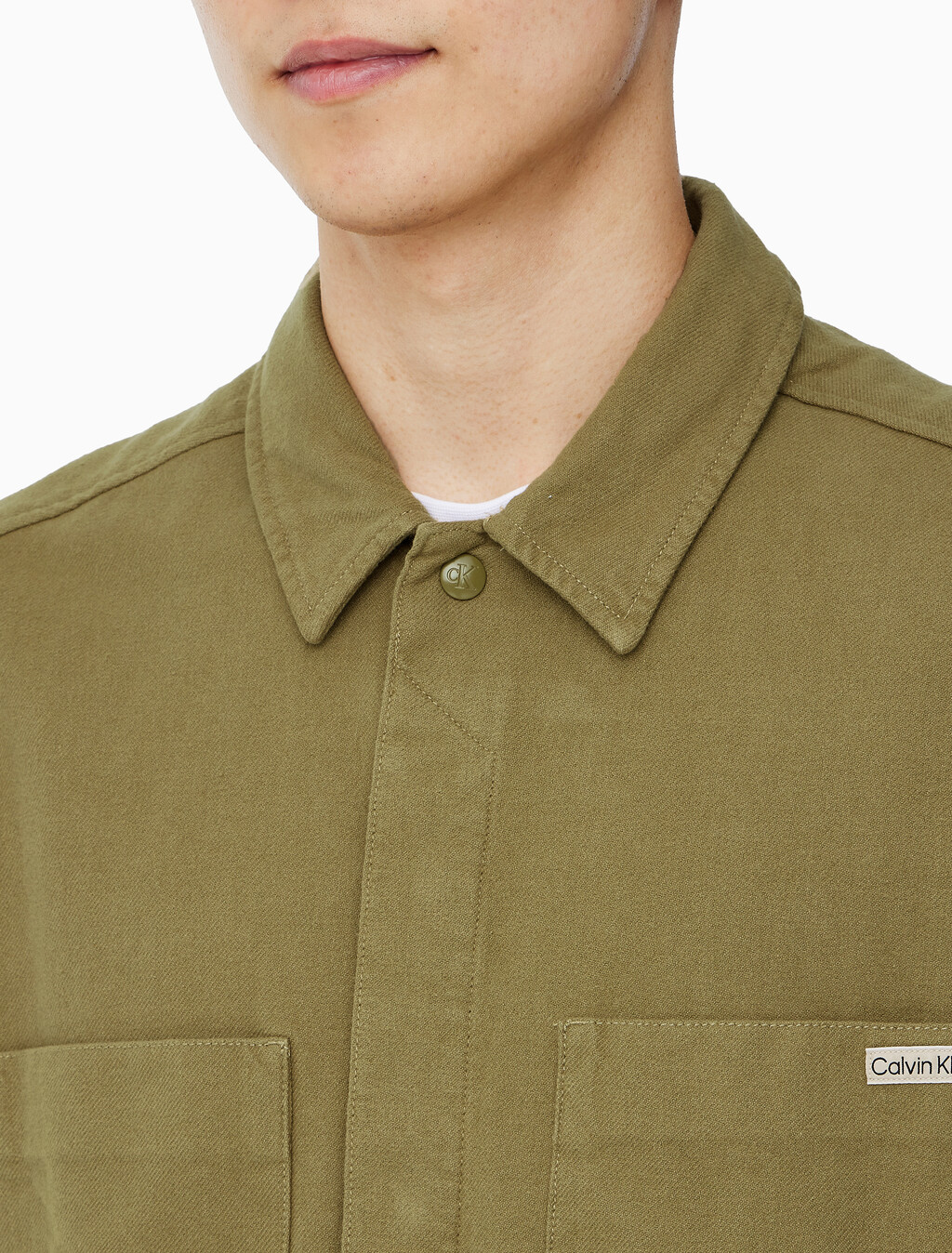Buy 남성 릴렉스핏 플란넬 오버셔츠 in color OLIVE