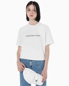 Buy 여성 보이프렌드핏 코튼 스트레치 반팔 티셔츠 in color BRIGHT WHITE