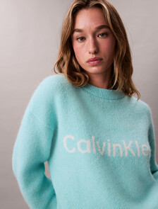 Buy 여성 L/S 알파카 로고 스웨터 in color Turquoise