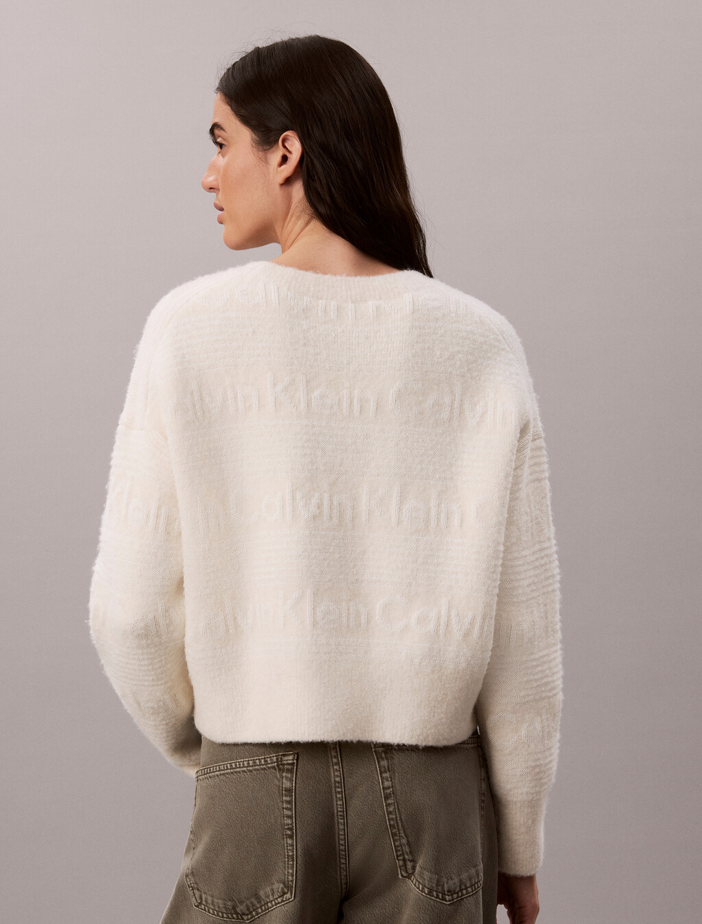 Buy 여성 울 로고 스트라이프 스웨터 in color TOFU