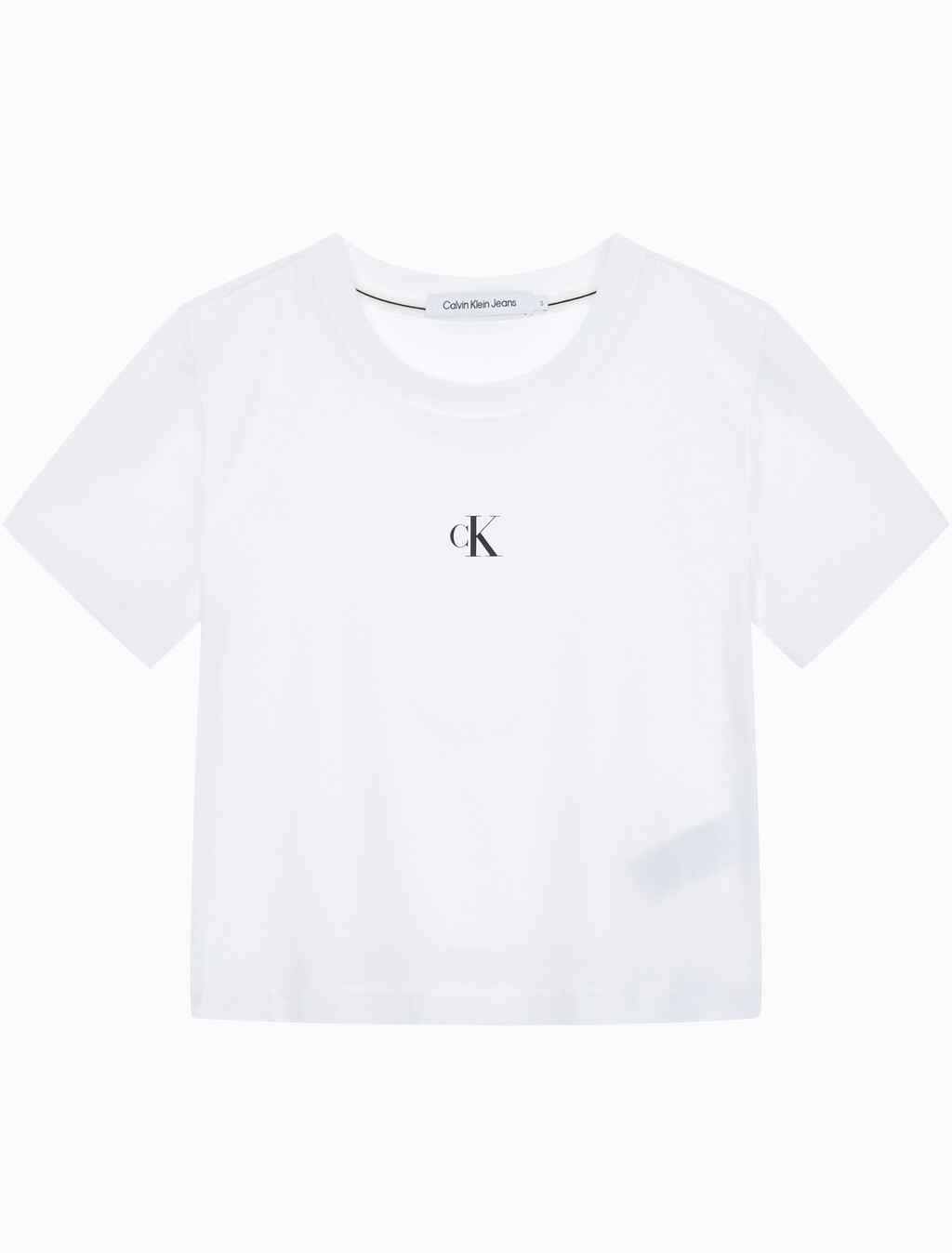 Buy 여성 슬림핏 베이비 크롭 반팔 티셔츠 in color BRIGHT WHITE
