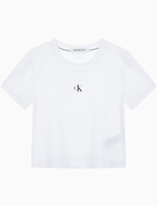 Buy 여성 슬림핏 베이비 크롭 반팔 티셔츠 in color BRIGHT WHITE