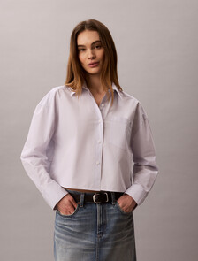 Buy 여성 팝플린 크롭 셔츠 in color Navy