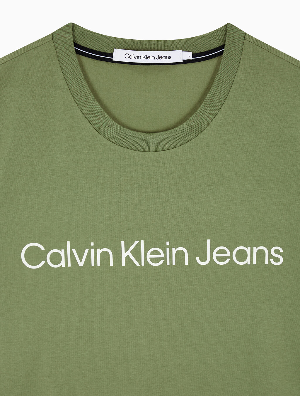 Buy 남성 레귤러핏 인스티튜셔널 로고 스트레치 반팔 티셔츠  in color KHAKI