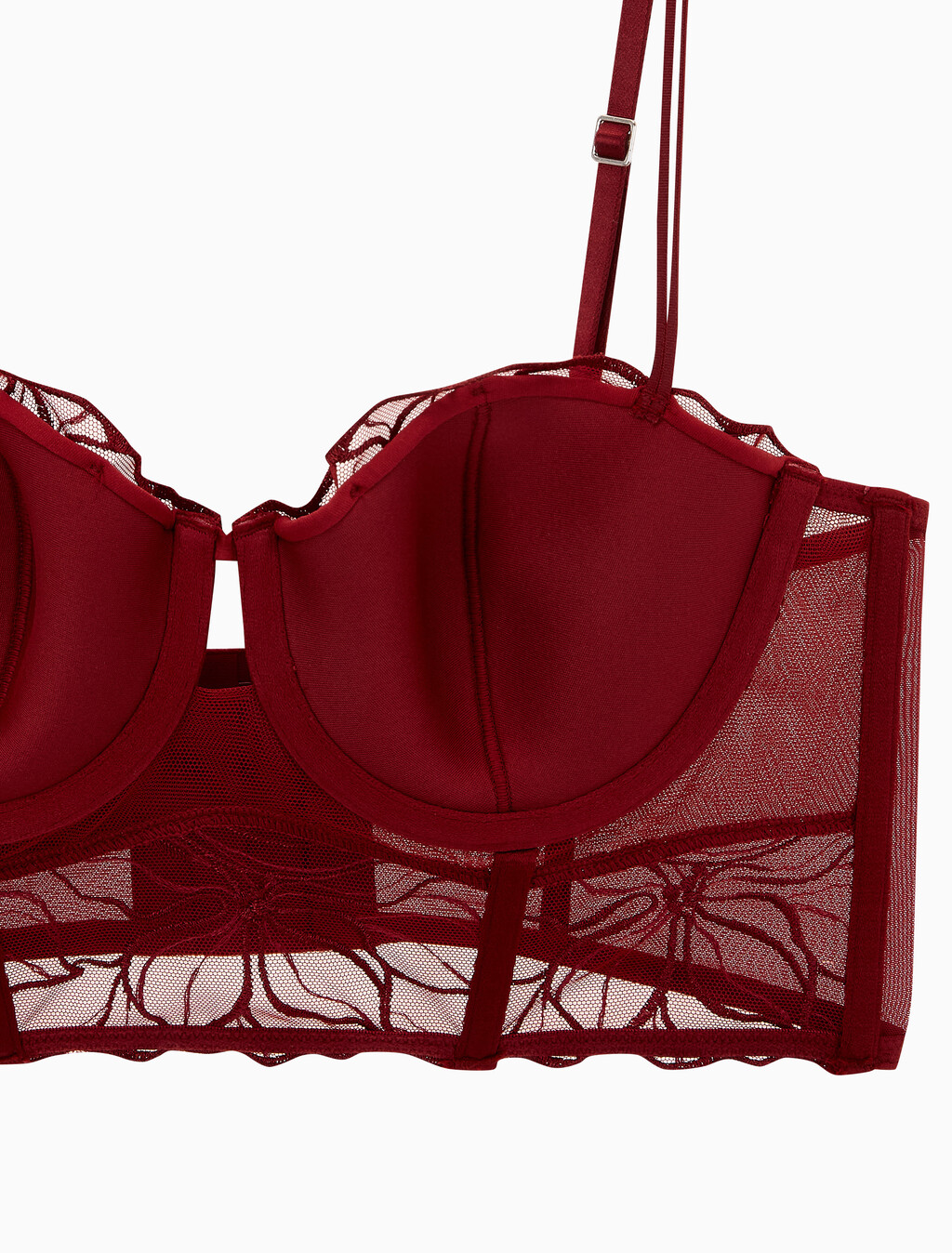 Buy 여성 CK 블랙 플로럴 레이스 AF 발코넷 in color Dark Red