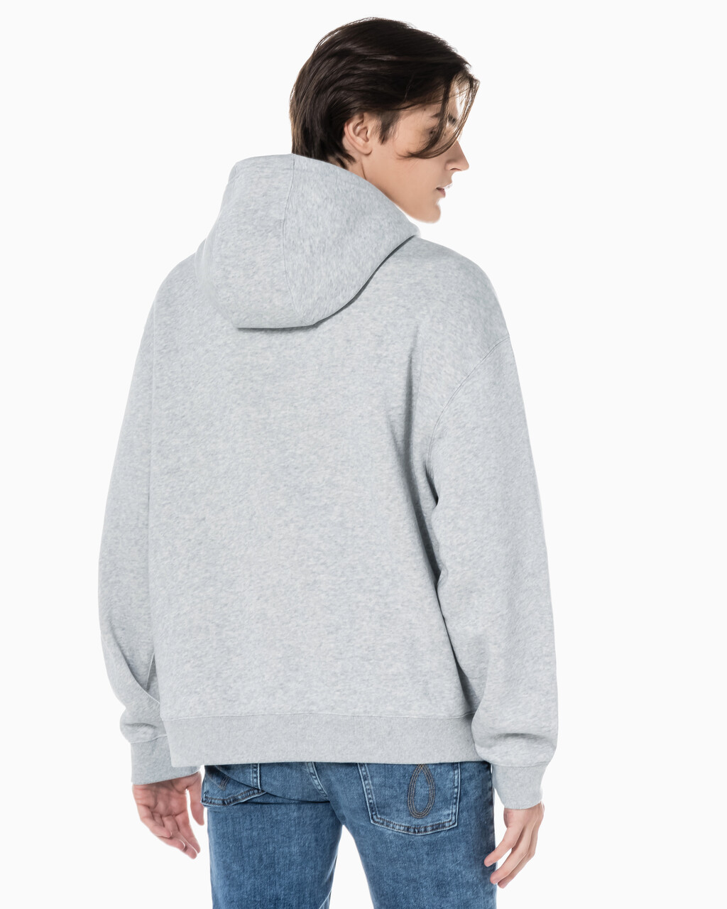 Buy 남녀공용 커브드로고 후디 in color LIGHT GREY HEATHER