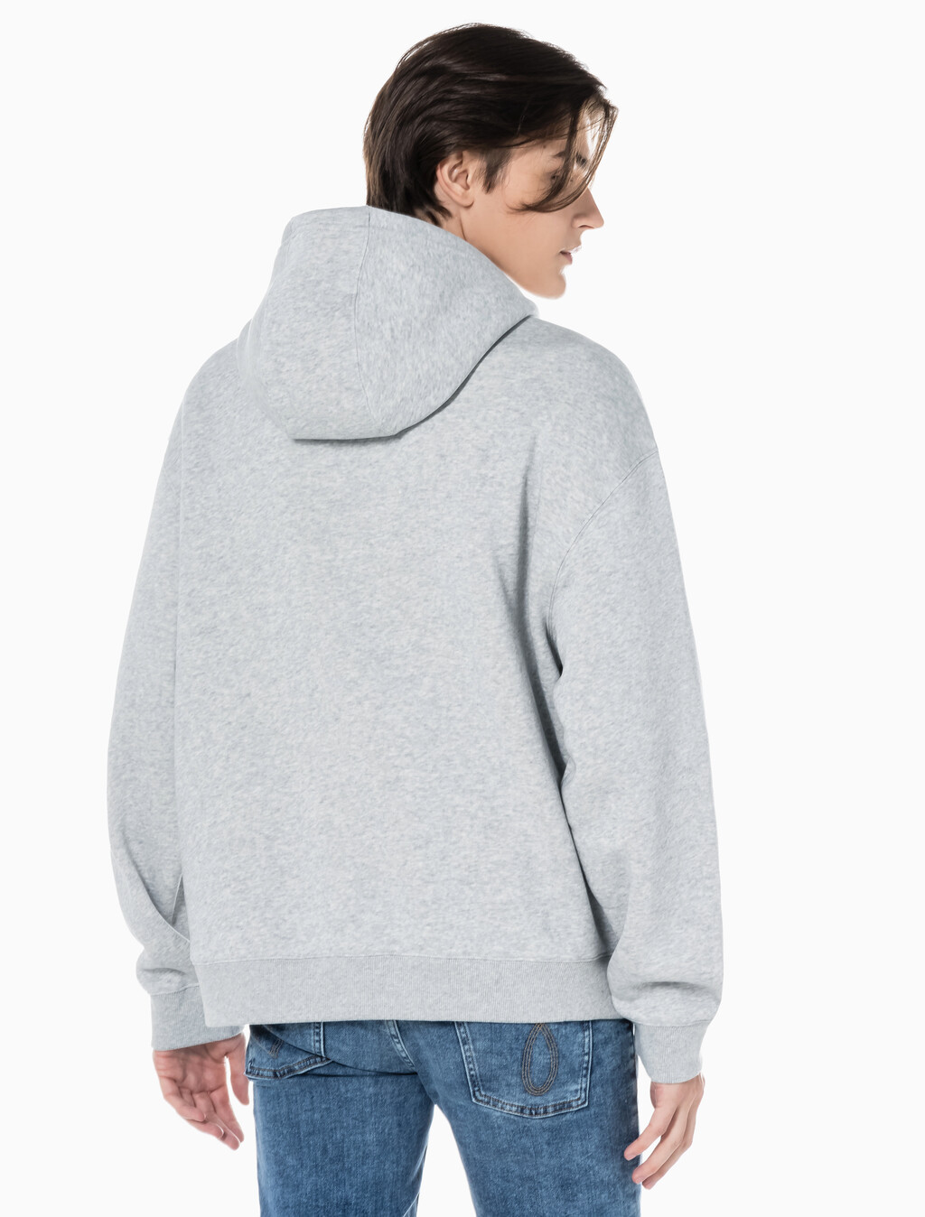 Buy 남녀공용 커브드로고 후디 in color LIGHT GREY HEATHER