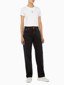 Buy 여성 90's 스트레이트핏 블랙 데님 in color WASHED BLACK LOGO LACE