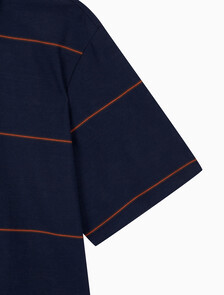 Buy 남성 이지핏 스트라이프 폴로 반팔 티셔츠 in color DARK SAPPHIRE