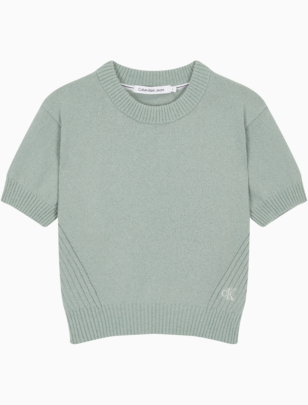 Buy 여성 크롭 반팔 스웨터 in color KHAKI GREY