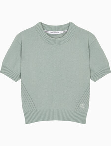 Buy 여성 크롭 반팔 스웨터 in color KHAKI GREY