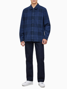 Buy 남성 프린트 플레이드 긴팔 셔츠자켓 in color DARK SAPPHIRE