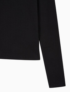 Buy 여성 모노그램 롱슬리브 헨리넥 티셔츠 in color BLACK