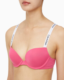 Buy 여성 테일러드 로고 푸쉬업 플런지 브라 in color FUCHSIA ROSE