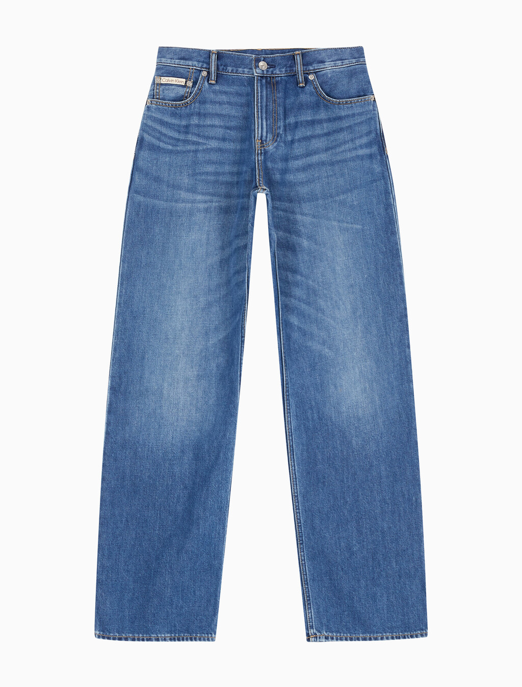 Buy 여성 로우라이즈 릴렉스핏 미드블루 37.5 라이트웨이트 데님 in color MID BLUE BACK EMBRO