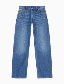 Buy 여성 로우라이즈 릴렉스핏 미드블루 37.5 라이트웨이트 데님 in color MID BLUE BACK EMBRO