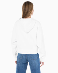 Buy 여성 아카이브 로고 플리스 후디 in color BRILLIANT WHITE