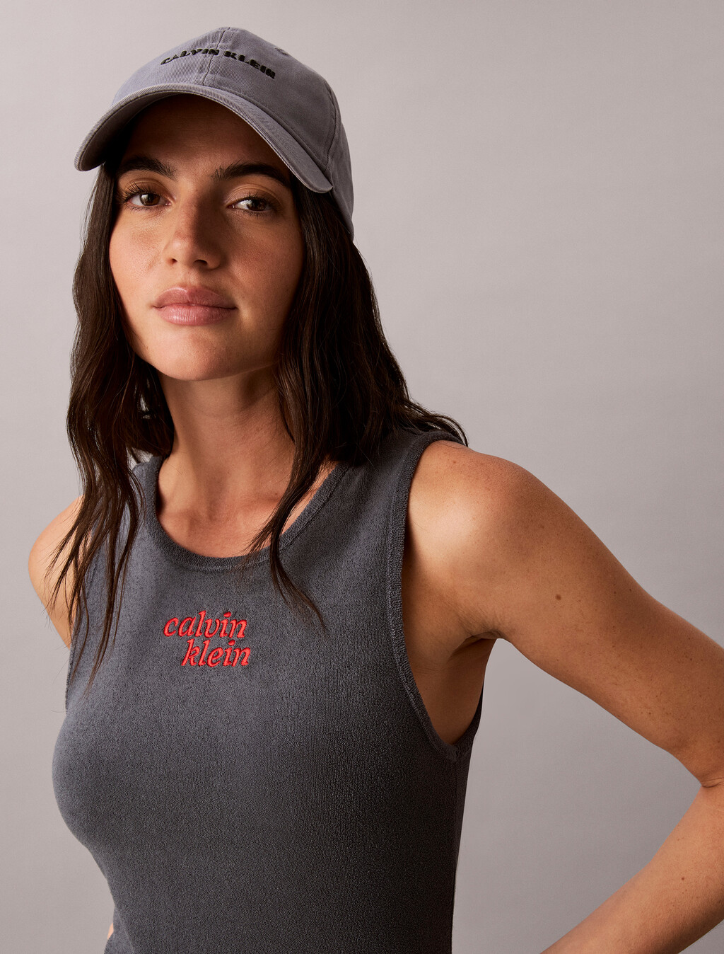 Buy 여성 타올 로고 미니드레스 in color DARK GREY