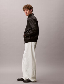 Buy 남성 레더 봄버 자켓 in color BLACK