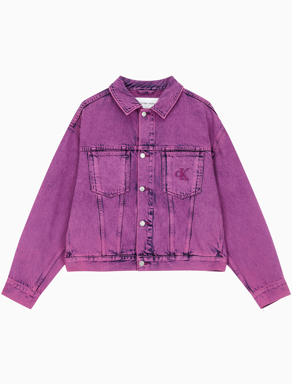 Buy 남성 박시 데님 자켓 in color MID BLUE BACK EMBRO
