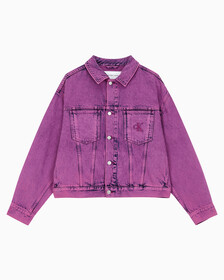 Buy 남성 박시 데님 자켓 in color MID BLUE BACK EMBRO