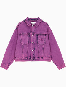 Buy 남성 박시 데님 자켓 in color MID BLUE BACK EMBRO
