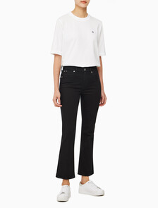 Buy 여성 하이라이즈 바디슬림 부츠핏 앵클 블랙 데님 in color WASHED BLACK LOGO LACE