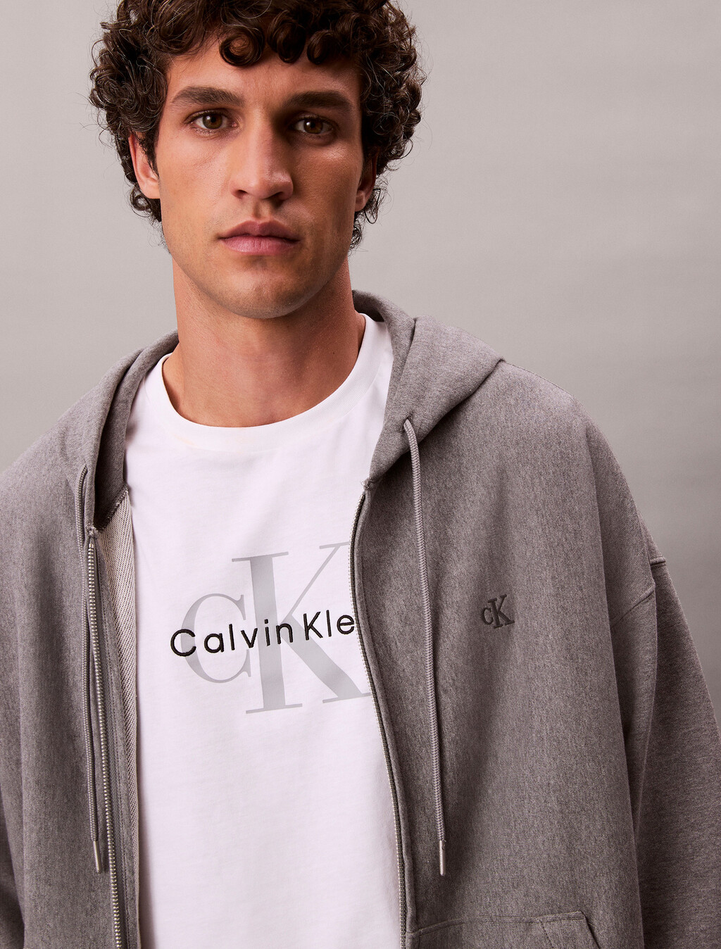 Buy 남성 프리미엄 테리 아카이브 후드 집업 in color MEDIUM GREY HEATHER