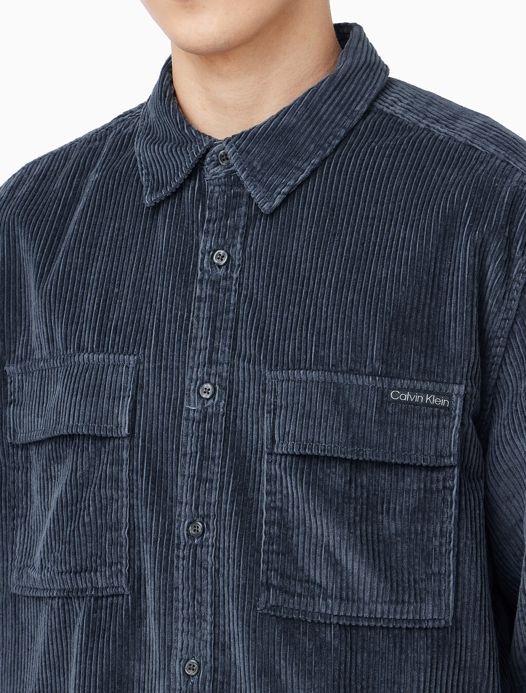 Buy 남성 릴렉스핏 코듀로이 포켓 긴팔 셔츠 in color Dark Blue
