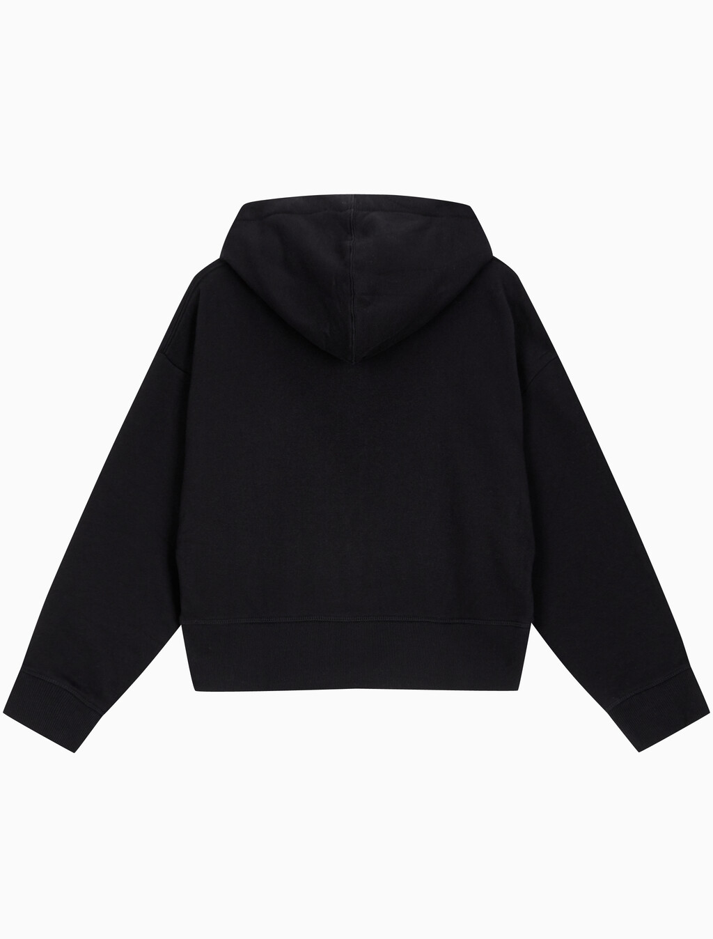 Buy 여성 아카이브 릴렉스핏 CK 스몰 로고 크롭 기모 후드 집업 in color BLACK BEAUTY