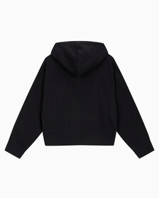 Buy 여성 릴렉스핏 CK 스몰 로고 크롭 기모 후드 집업 in color BLACK BEAUTY