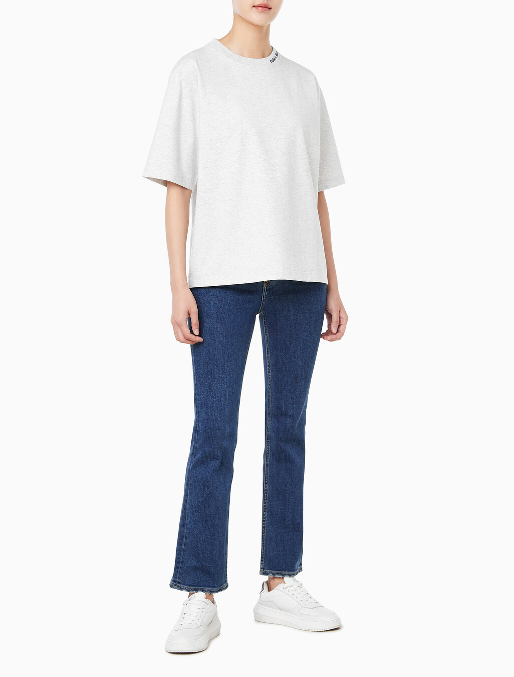 Buy 여성 쿨링 저지 릴렉스핏 반팔 티셔츠 in color LIGHT GREY HEATHER