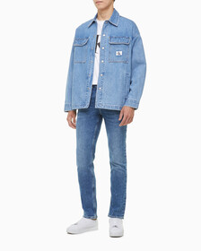 Buy 남성 박시 루즈핏 라이트블루 데님 셔츠 in color 028A CHALKY BLU