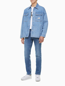 Buy 남성 박시 루즈핏 라이트블루 데님 셔츠 in color CHALKY BLUE
