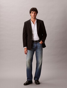 Buy 남성 90's 스트레이트핏 미드블루 럭스라인 기모 데님 in color mid blue