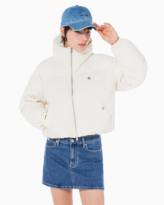 여성 볼륨 넥 크롭 다운 푸퍼