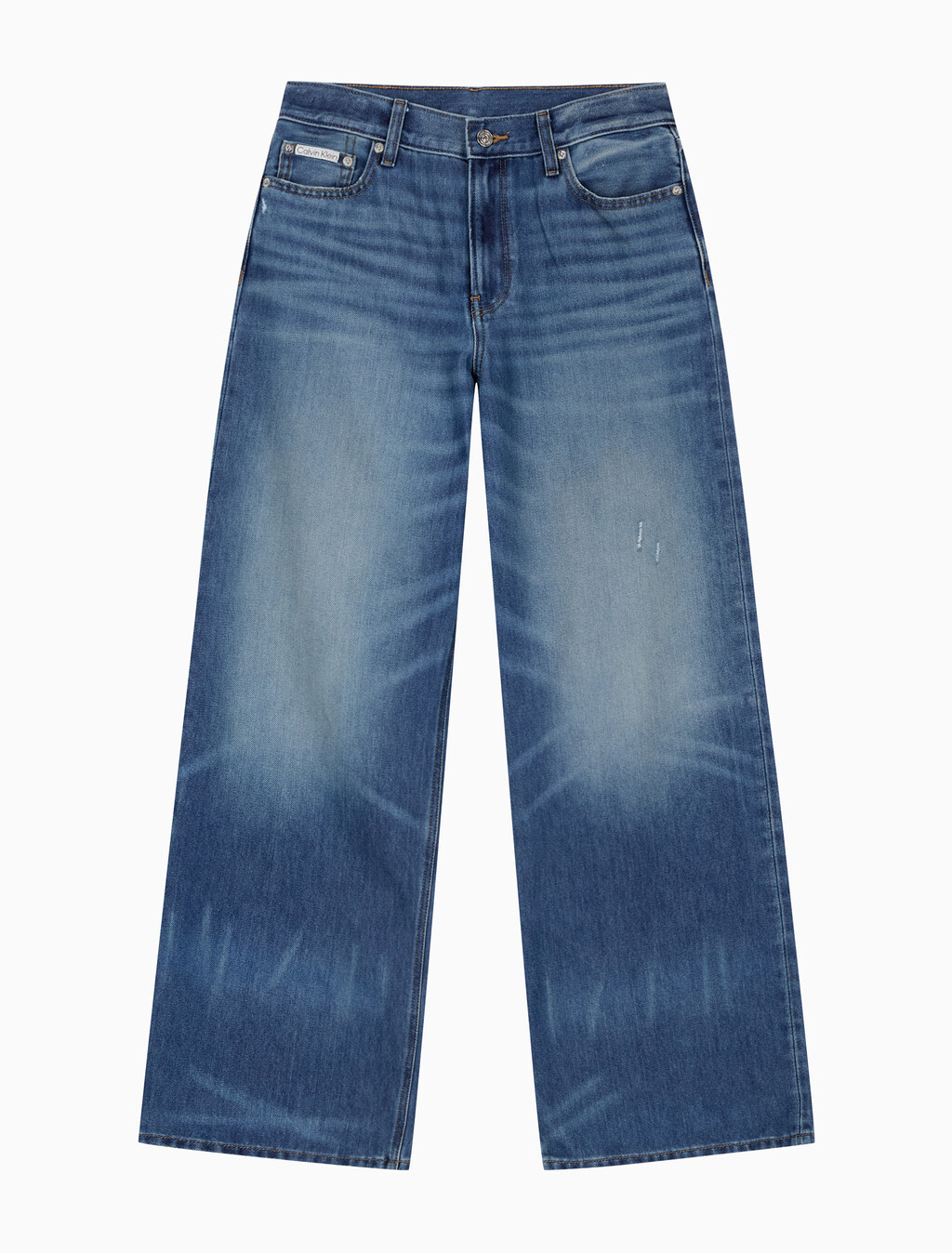 Buy 여성 로우라이즈 배기 데님 in color Blue