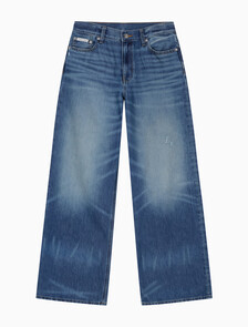 Buy 여성 로우라이즈 배기 데님 in color Blue