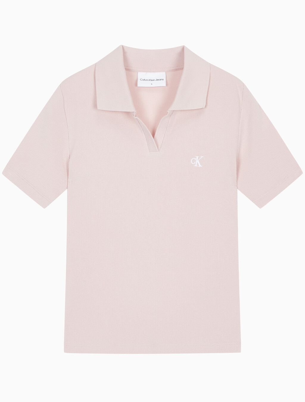 Buy 여성 슬림핏 립 브이넥 폴로 티셔츠 in color PINK