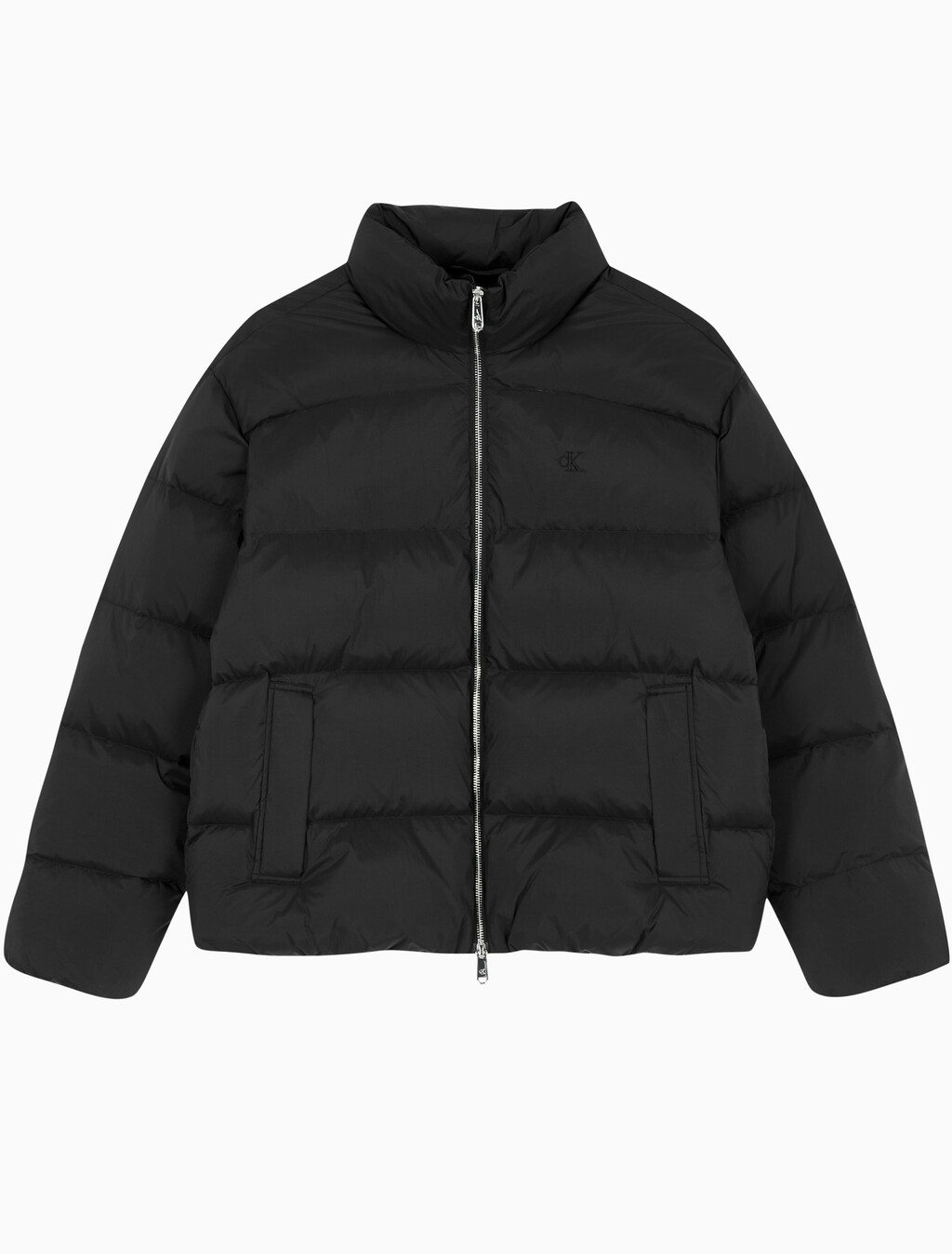 Buy 남성 커브드 퀼팅 나일론 다운 푸퍼 in color CK BLACK