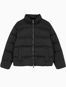 Buy 남성 커브드 퀼팅 나일론 다운 푸퍼 in color CK BLACK