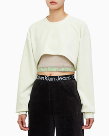 Buy 여성 투인원 벨벳 스웻셔츠 in color PASTEL GREEN