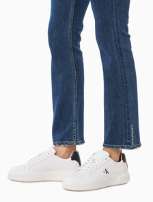 Buy 여성 미네르바 청키 레더 레이스업 컵솔 스니커즈 in color White/Black/White