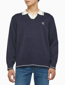 Buy 남성 오버사이즈 럭비카라 스웨터 in color NIGHT SKY