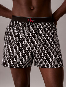 Buy 남성 CK 그래픽 우븐 박서 슬림 in color BLACK PRINT