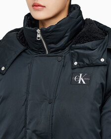 Buy 여성 아카이브 오버사이즈 후디 보머 패딩 in color CK BLACK