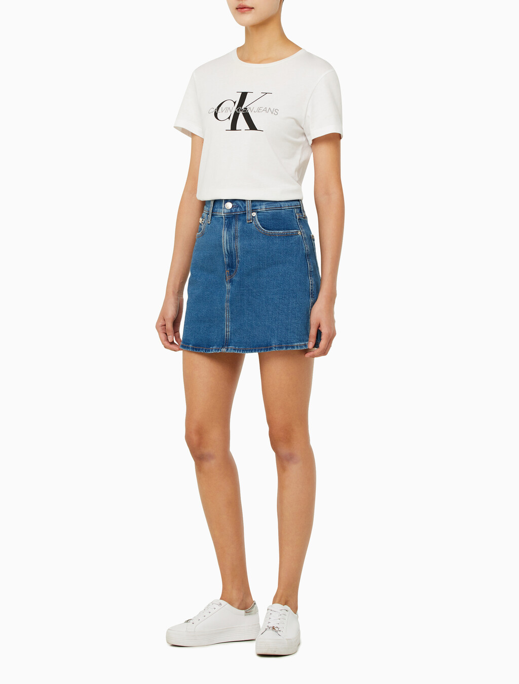 Buy 여성 컴포트 스트레치 데님 미니 스커트 in color BLUE