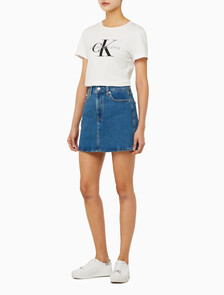 Buy 여성 컴포트 스트레치 데님 미니 스커트 in color BLUE