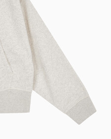 Buy 여성 릴렉스핏 CK 스몰 로고 크롭 기모 후드 집업 in color VANILLA HEATHER
