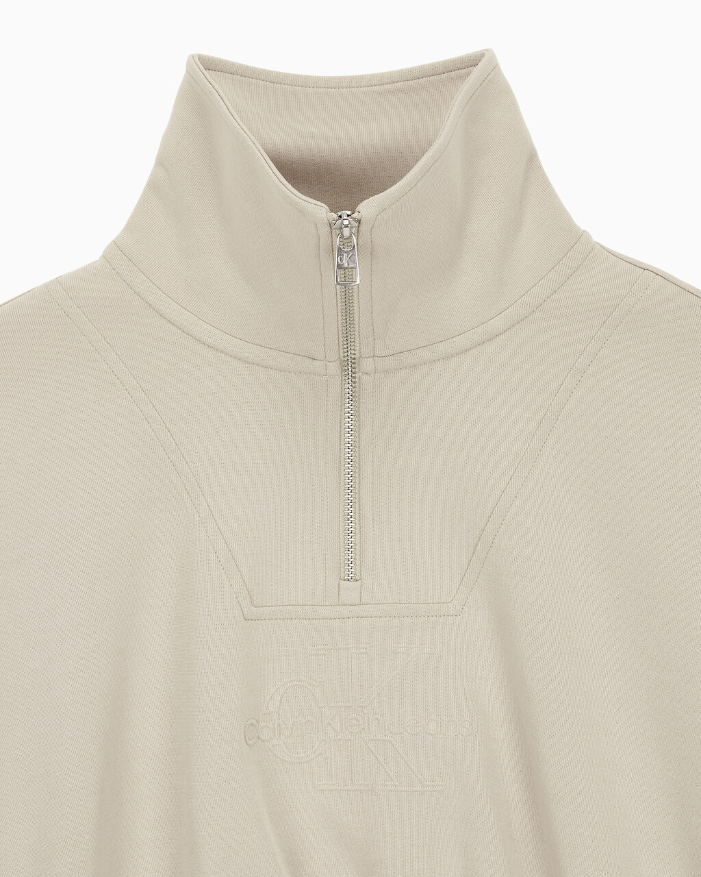 Buy 여성 하프집 엠보스 폴로넥 스웻 in color BEIGE